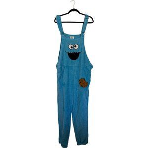 Sesame Street Cookie Monster Fleece Overalls Blue XL Adult Loungewear Pajamas